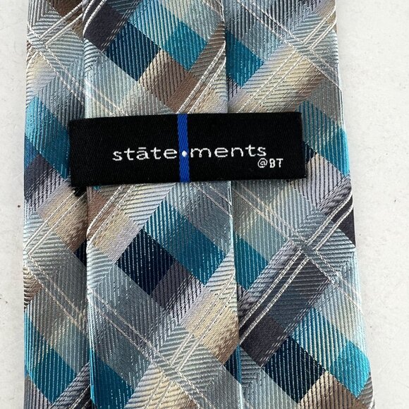 StateMents Blue Aqua Geometric Necktie Tie - Picture 4 of 6